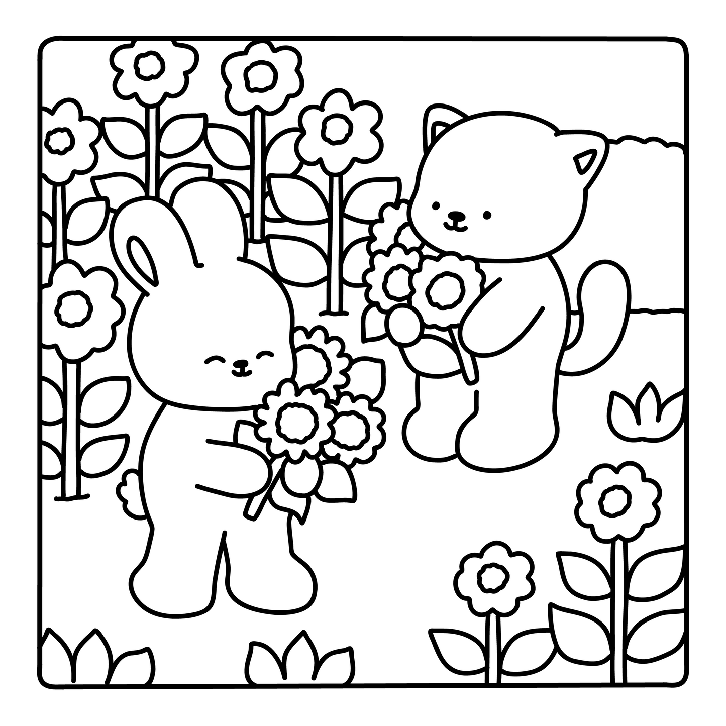 Gartenfreunde – Ausmalbilder für Kinder & Erwachsene, 3 Malvorlagen (PDF)