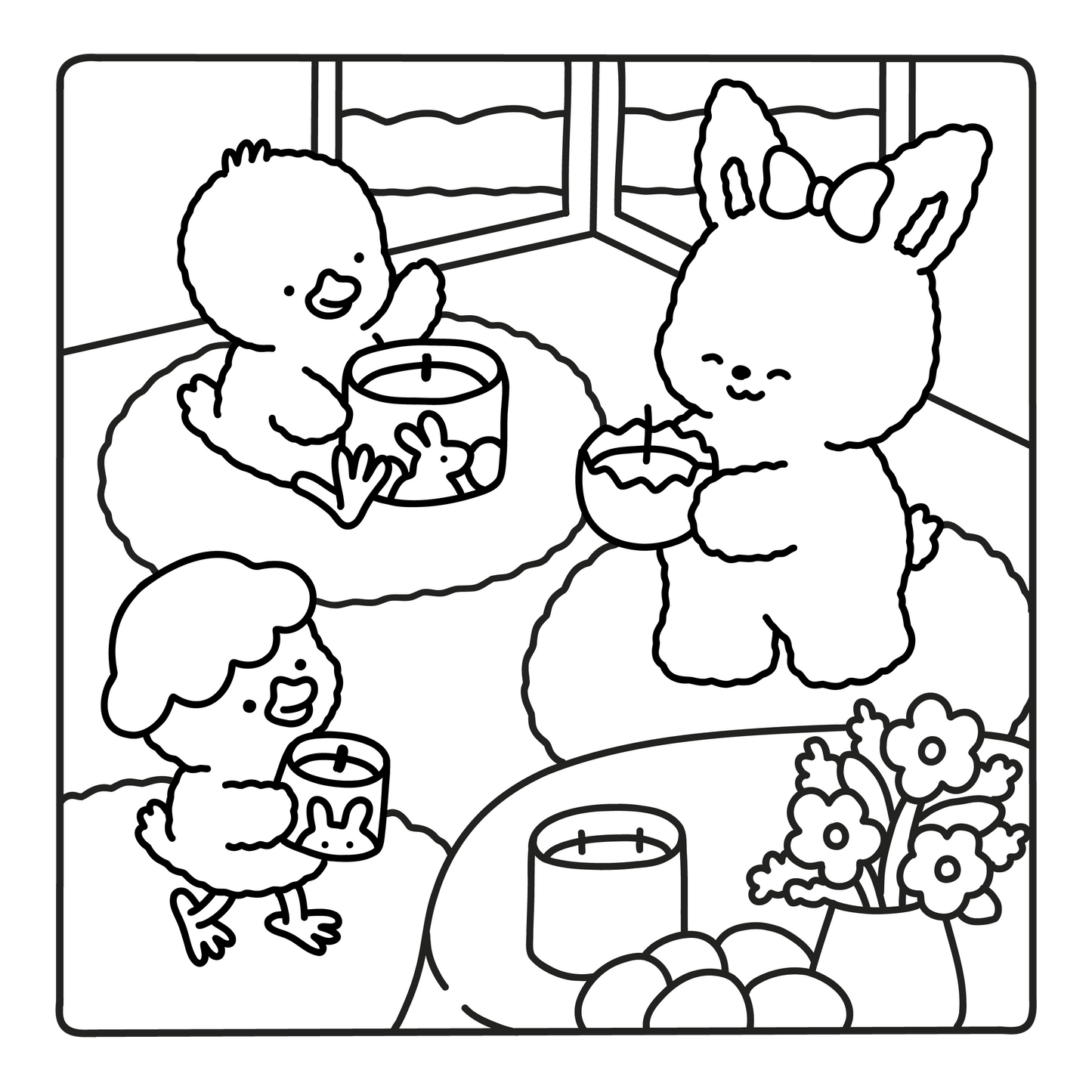 Ostern Ausmalbilder – Hasen, Eier & Frühlingsspaß, 3 Malvorlagen (PDF)