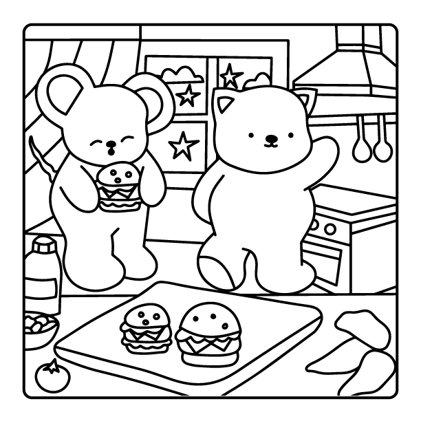 Süße Ausmalmotive – Kuchen, Eis & Naschereien, 3 Malvorlagen (PDF)