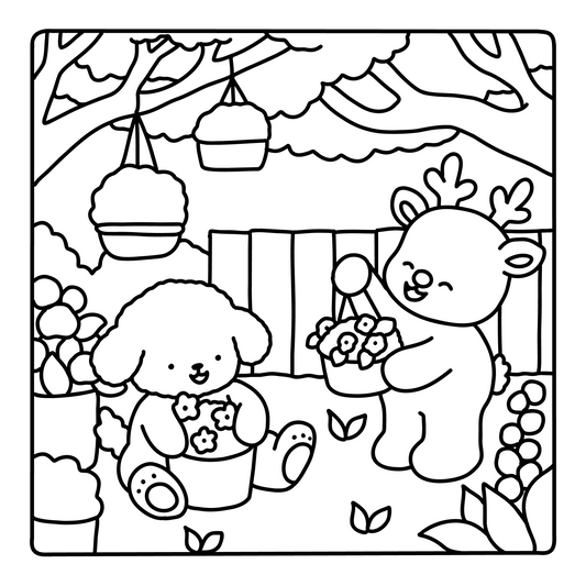 Gartenfreunde – Ausmalbilder für Kinder & Erwachsene, 3 Malvorlagen (PDF)